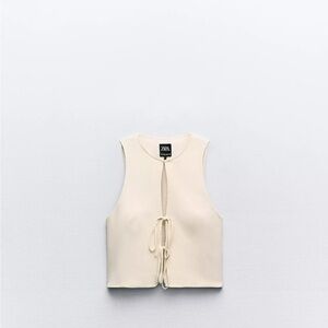 Zara Cream Tie-Front Crop Top